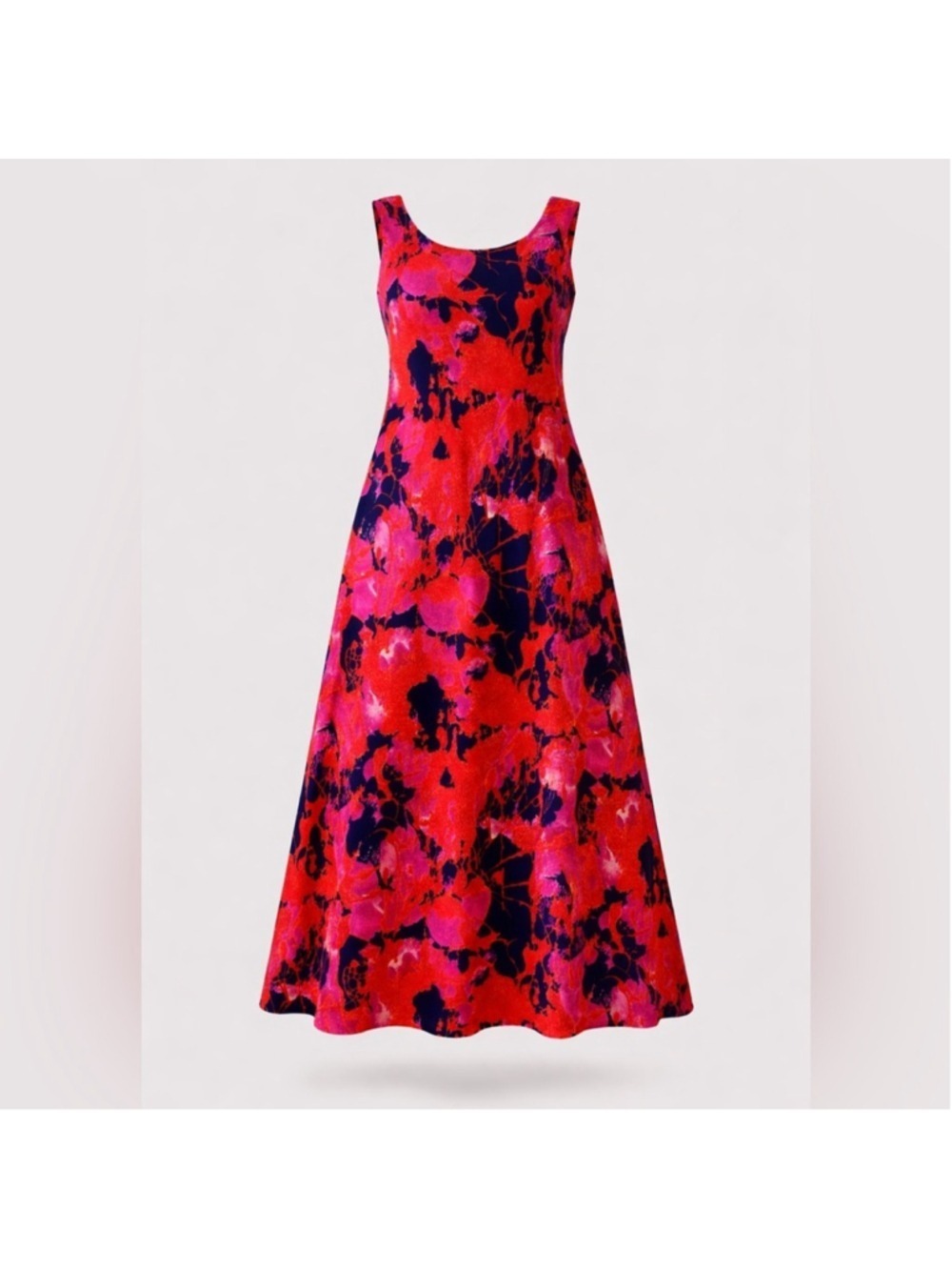 Vintage 70s dayglo maxi dress Medium Round neck sleeveless Neon Mod Retro